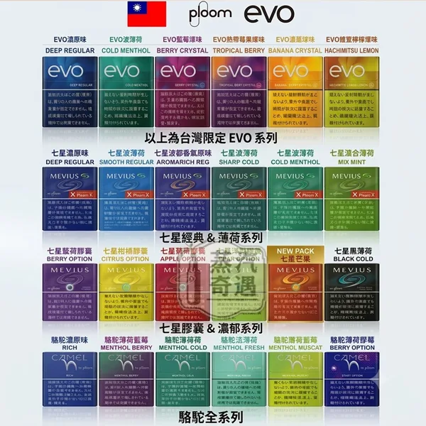 七星加熱菸口味Ploom 煙彈｜MEVIUS-CAMEL-EVO菸彈口味現貨 適配 Ploom 主機專用